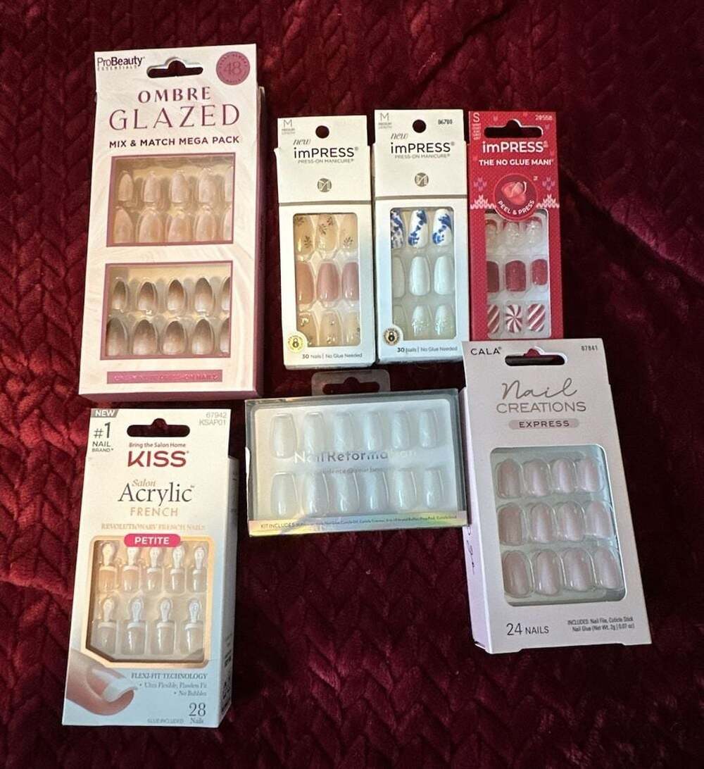 Assorted Press-On Nail Set Bundle including Impress, KISS, Cala, and ProBeauty